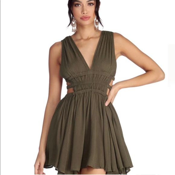 Windsor Summer Vibes Olive Gauze Dress - Picture 2 of 7